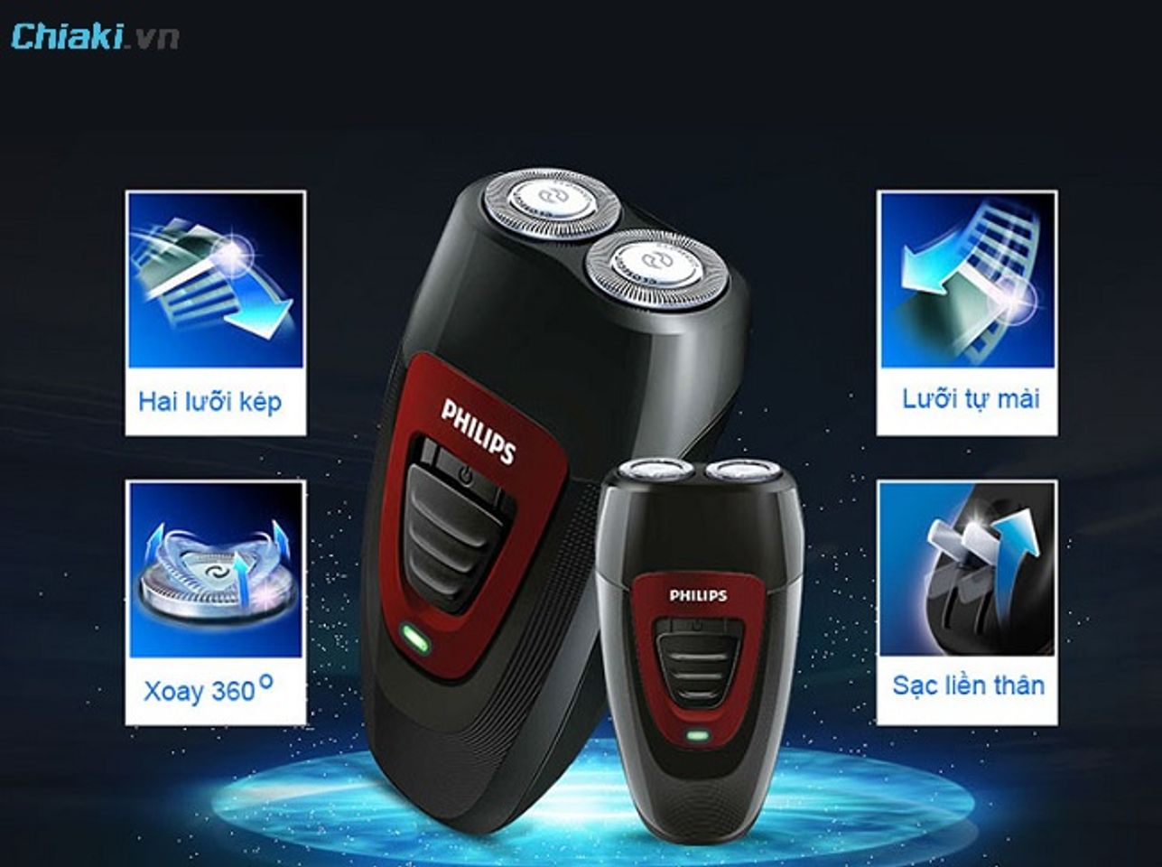 M&aacute;y cạo r&acirc;u Philips PQ182 2 lưỡi tuổi thọ cao, kh&ocirc;ng cần thay thế thường xuy&ecirc;n
