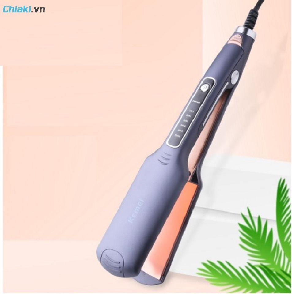 M&aacute;y duỗi t&oacute;c Kemei điều chỉnh nhiệt dễ d&agrave;ng với 1 n&uacute;t bấm
