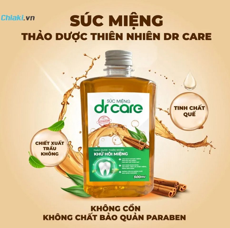 Nước s&uacute;c miệng chiết xuất thi&ecirc;n nhi&ecirc;n Dr Care