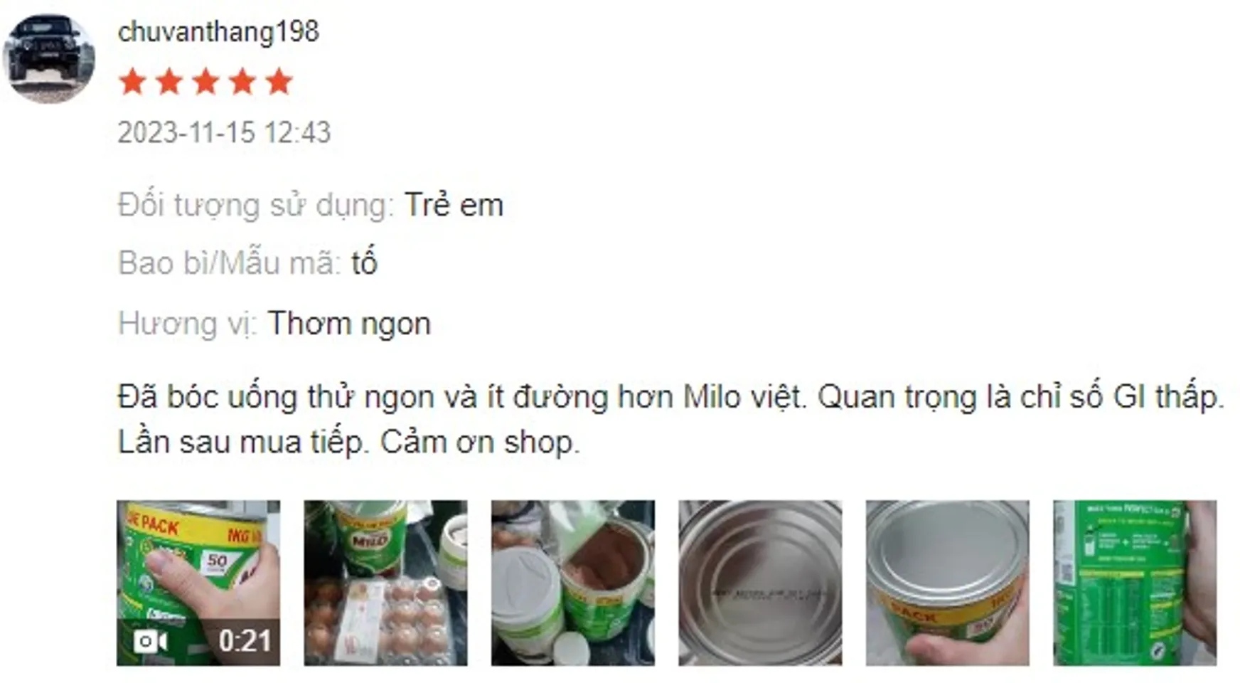 Đánh giá sữa Milo Úc 1kg từ khách hàng