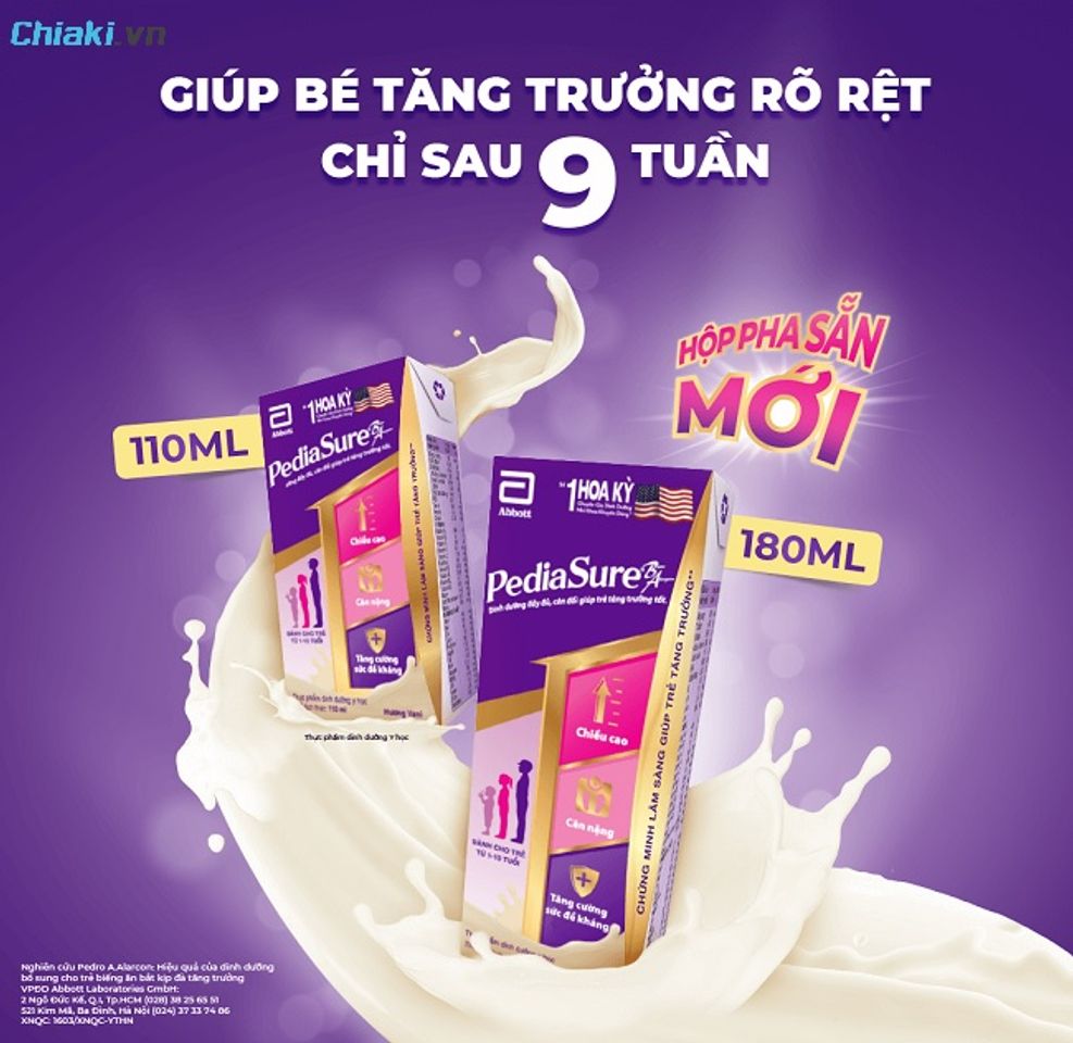 Sữa c&ocirc;ng thức pha sẵn Pediasure cải thiện c&acirc;n nặng cho b&eacute;