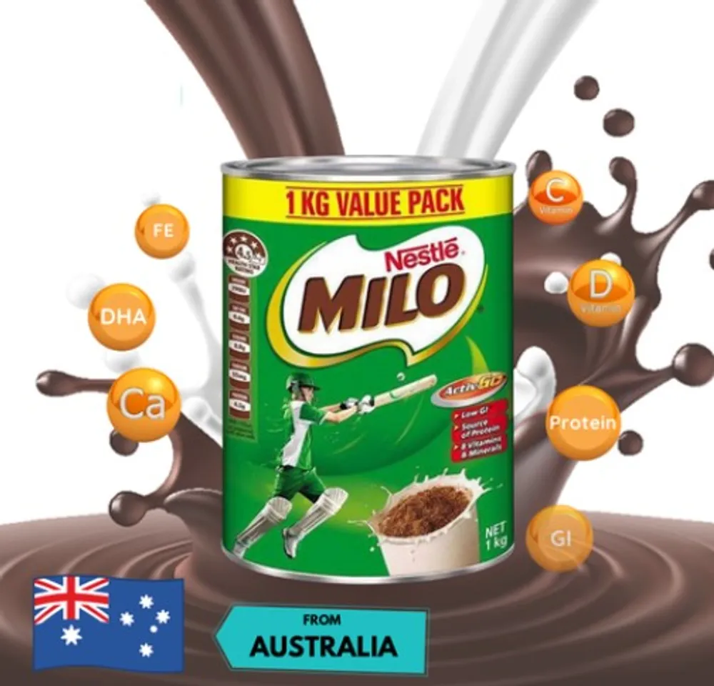 Sữa Milo Úc hấp dẫn các bé bởi các hạt cacao chưa tan trên bề mặt