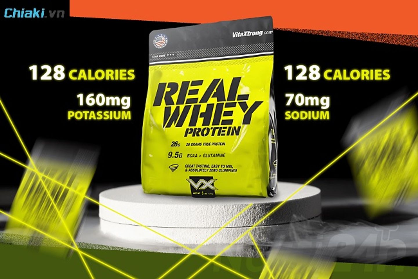 VitaXtrong Real Whey&nbsp;kết hợp của Whey protein concentrate, Whey protein isolate, Whey peptides