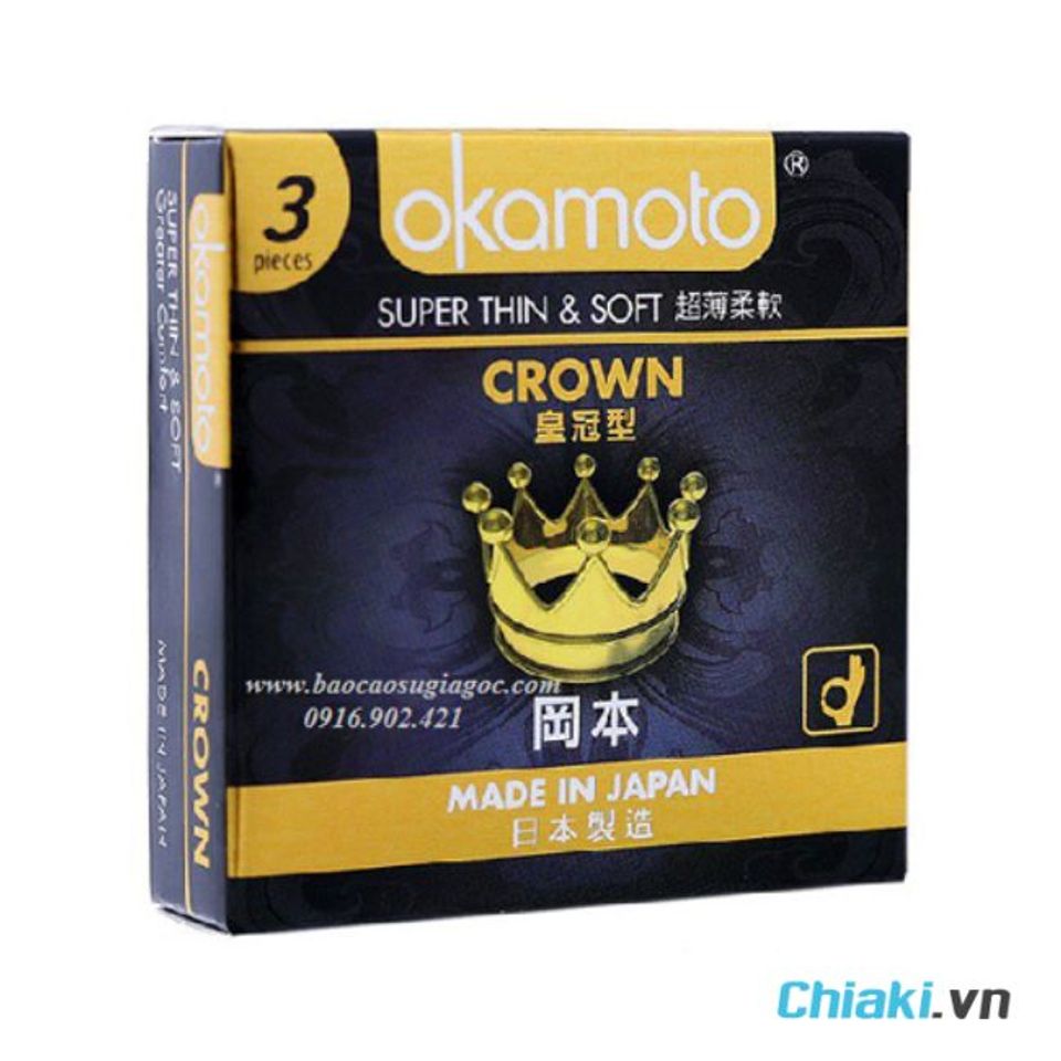 Bao cao su si&ecirc;u mỏng k&eacute;o d&agrave;i thời gian Okamoto Crown
