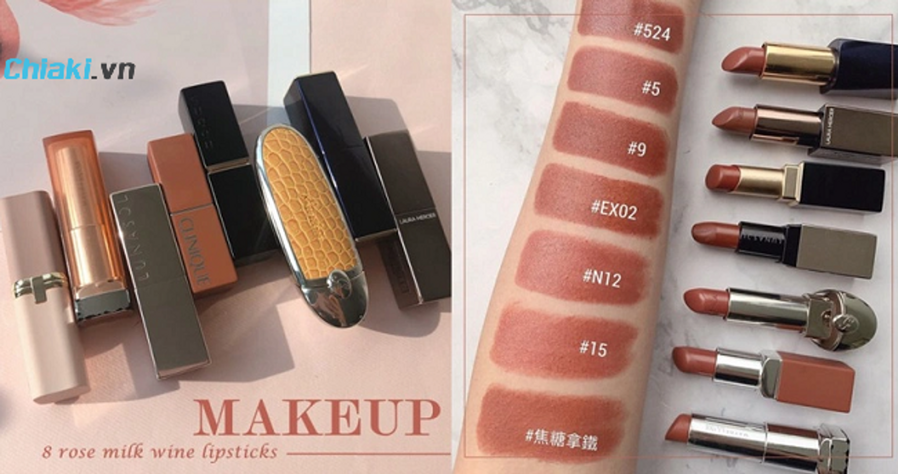Bảng m&agrave;u của thỏi son m&agrave;u n&acirc;u