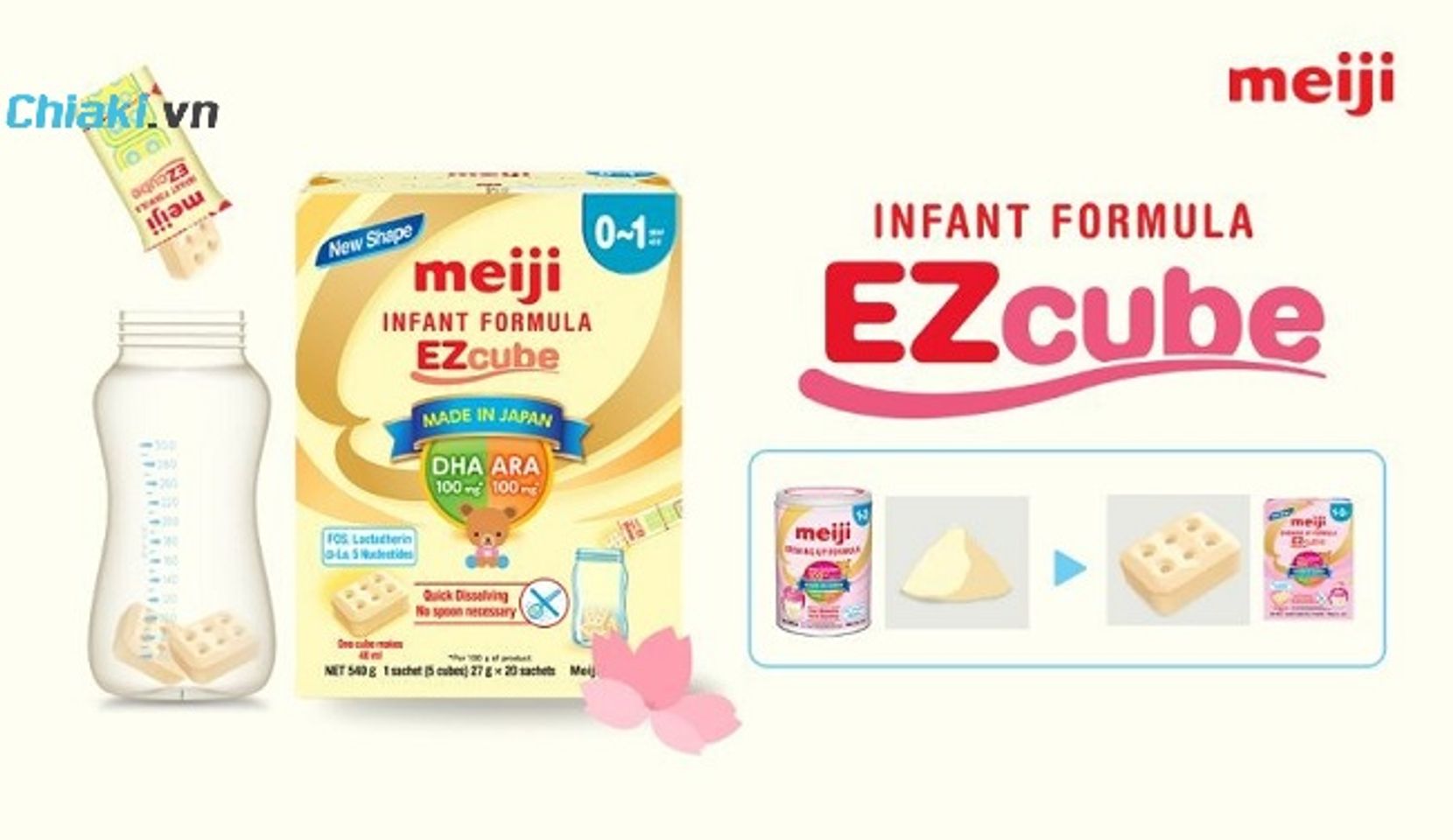 C&aacute;ch pha sữa thanh của Nhật Meiji 0-1 cho trẻ sơ sinh