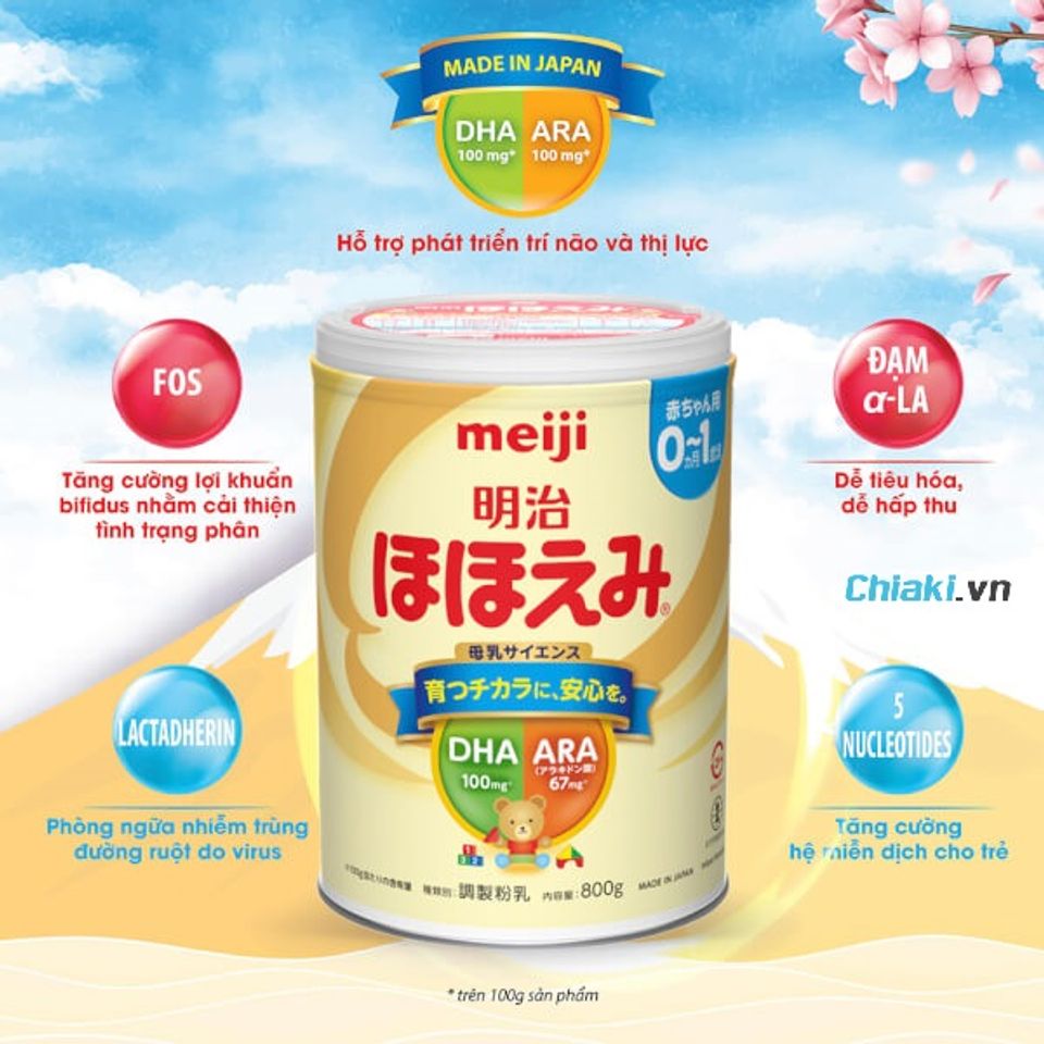 Th&agrave;nh phần sữa bột Meiji số 0 cho trẻ sơ sinh