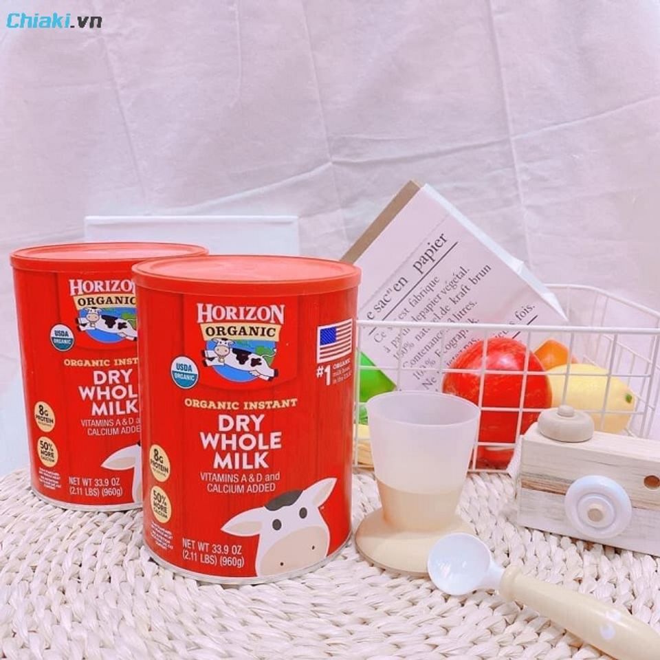 Sữa Horizon Organic Dry Whole Milk h&agrave;m lượng canxi cao gi&uacute;p tăng chiều cao