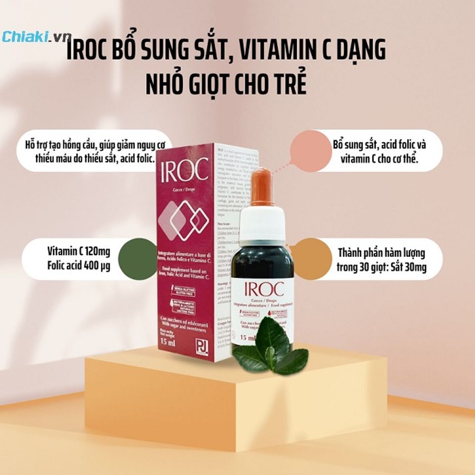 Iroc hỗ trợ bổ sung sắt, vitamin C 
