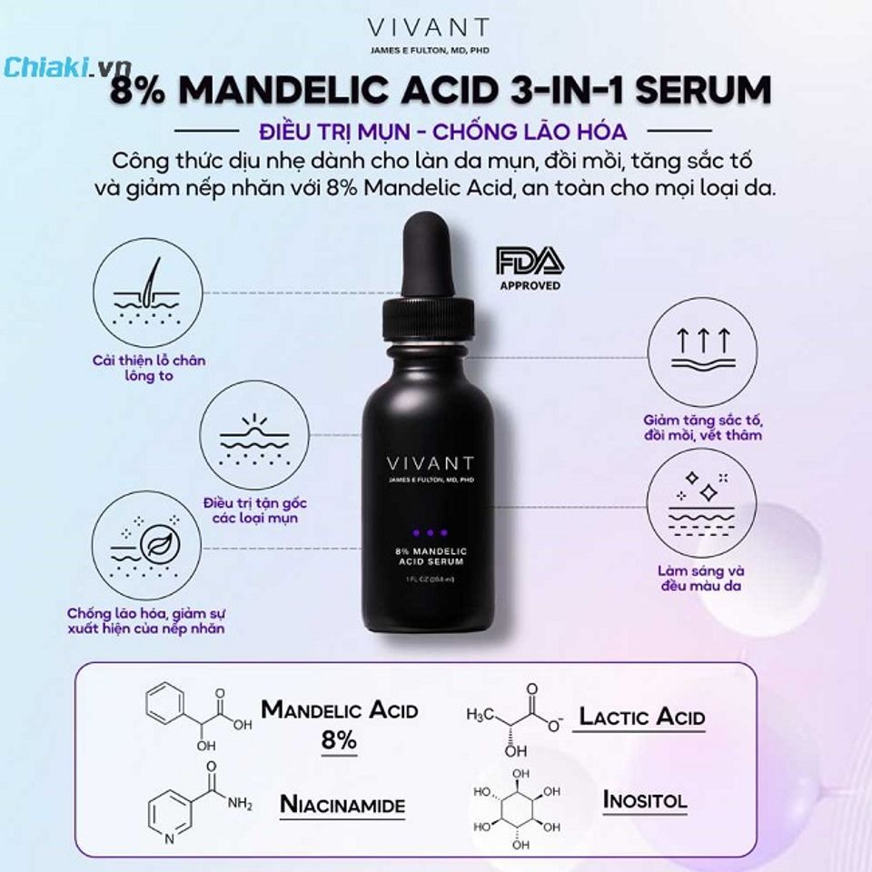 Vivant 8% Mandelic Acid 3-In-1 Serum