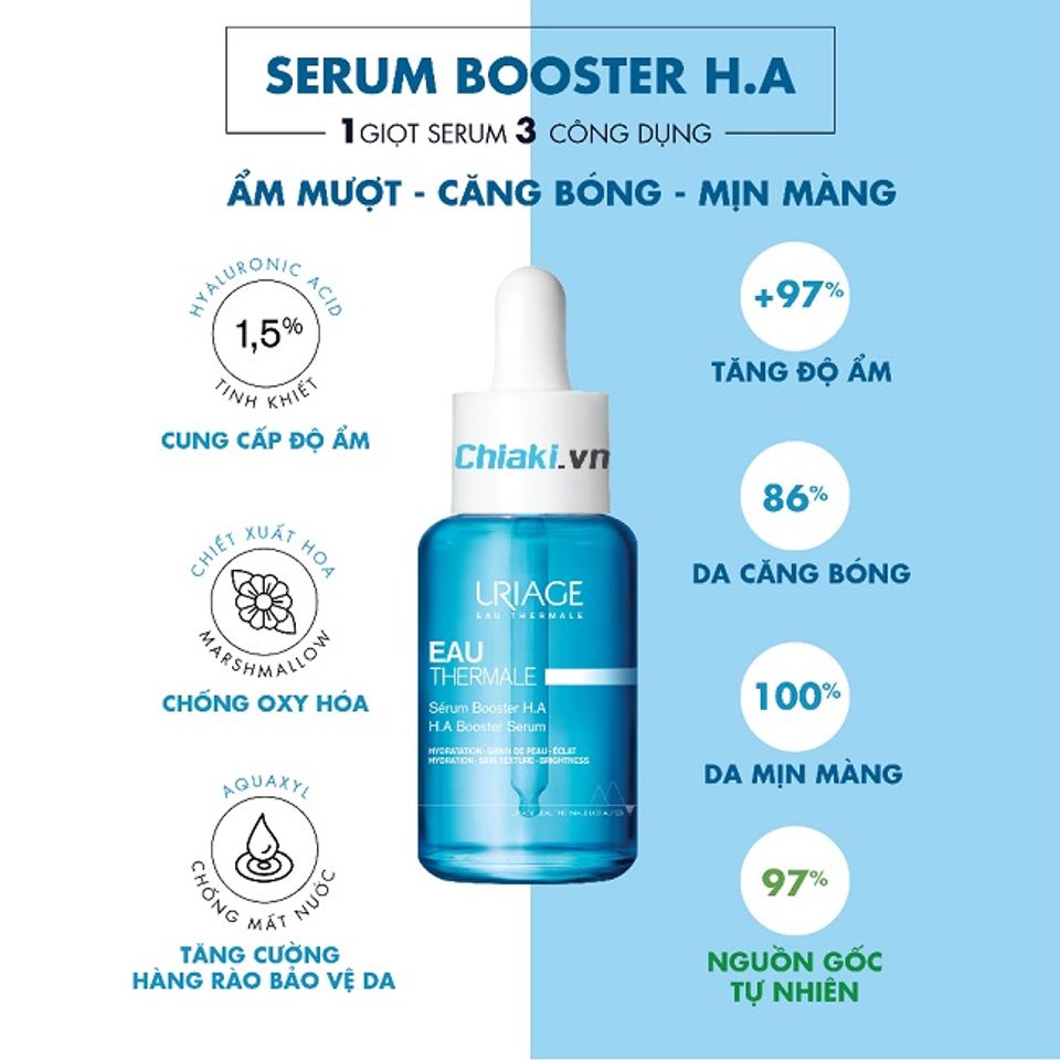 Tinh chất hỗ trợ dưỡng ẩm, phục hồi da Uriage Essence D'eau Eclat