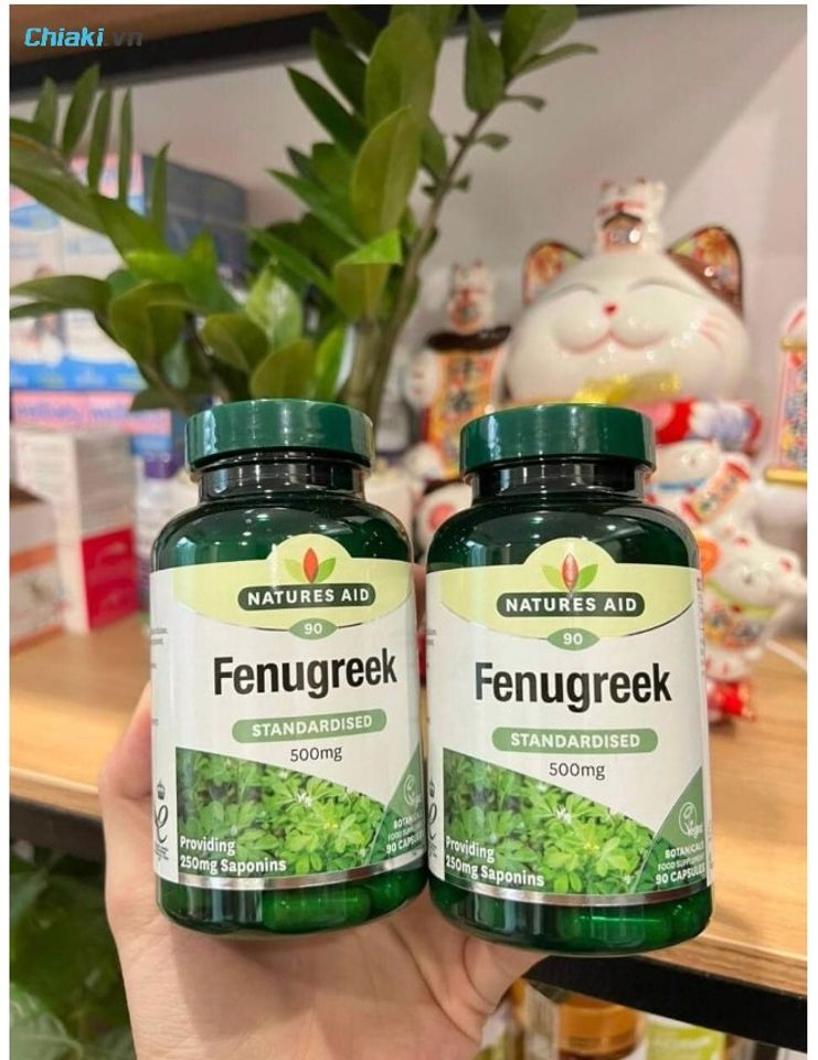 Vi&ecirc;n uống lợi sữa Fenugreek Natures Aid 500mg gi&uacute;p sữa đặc s&aacute;nh hơn