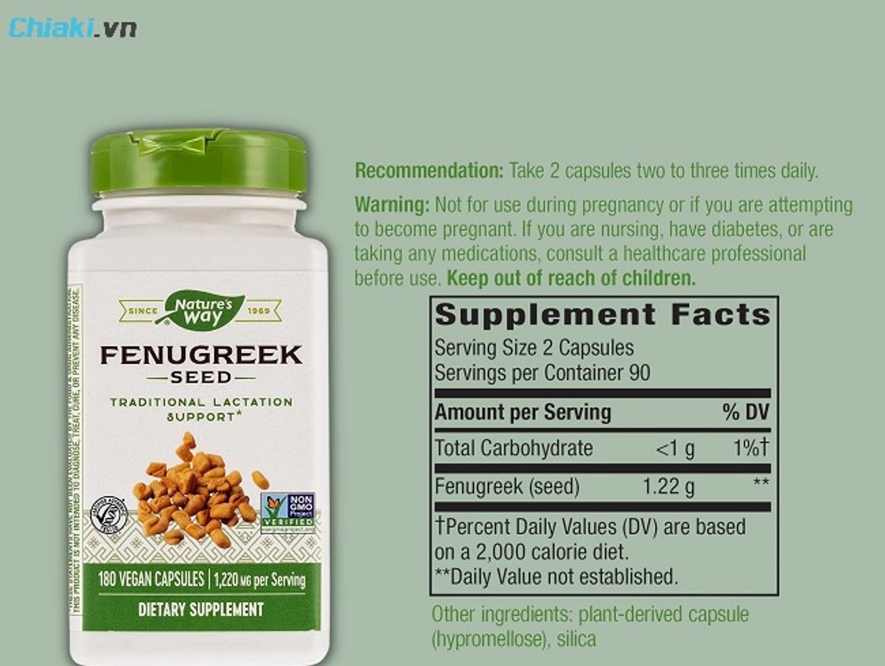 Vi&ecirc;n uống lợi sữa Fenugreek Seed th&uacute;c đẩy tăng tiết sữa
