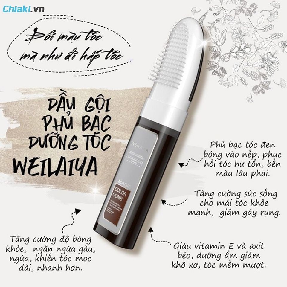 Dầu gội phủ bạc Weilaiya sử dụng tr&ecirc;n t&oacute;c kh&ocirc;, c&oacute; thể ủ l&ecirc;n tới 60 ph&uacute;t t&ugrave;y nhu cầu
