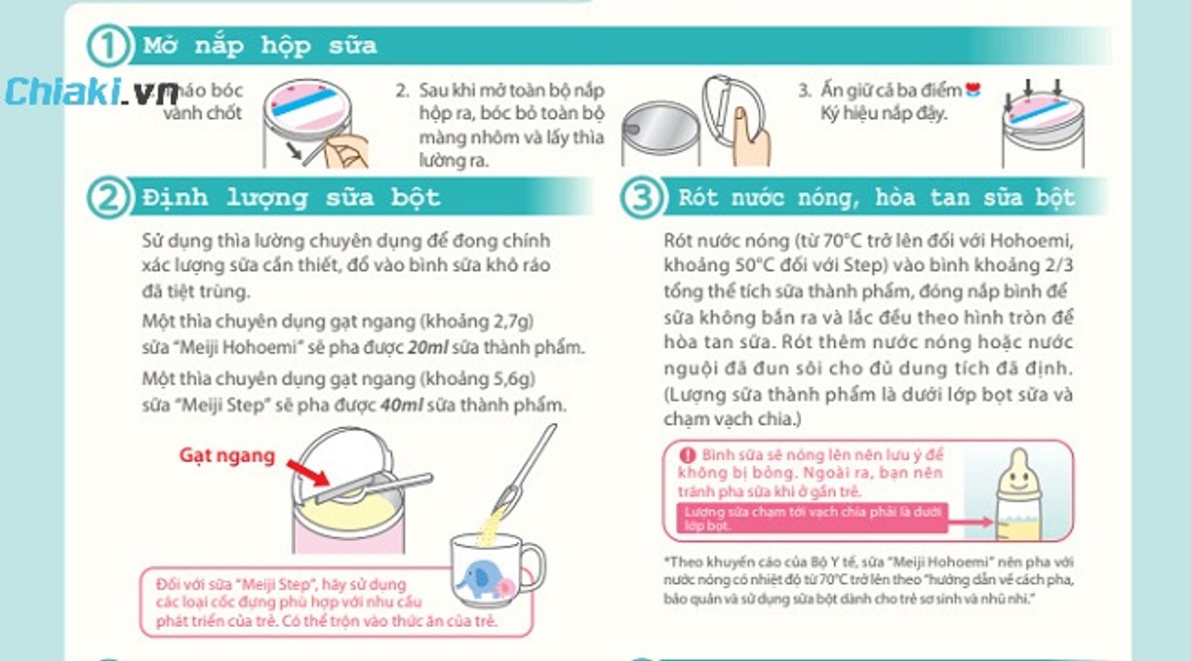 C&aacute;c bước pha sữa bột cho b&eacute; chuẩn Bộ Y Tế