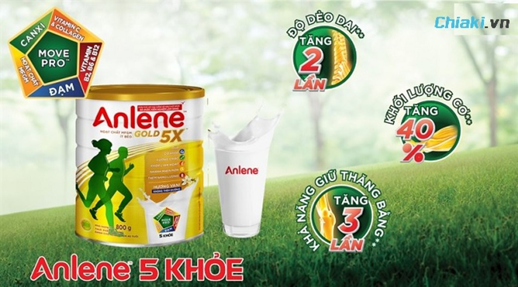 Sữa Anlene Gold 5X hỗ trợ cải thiện g&atilde;y xương, lo&atilde;ng xương ở người từ 40 tuổi trở l&ecirc;n