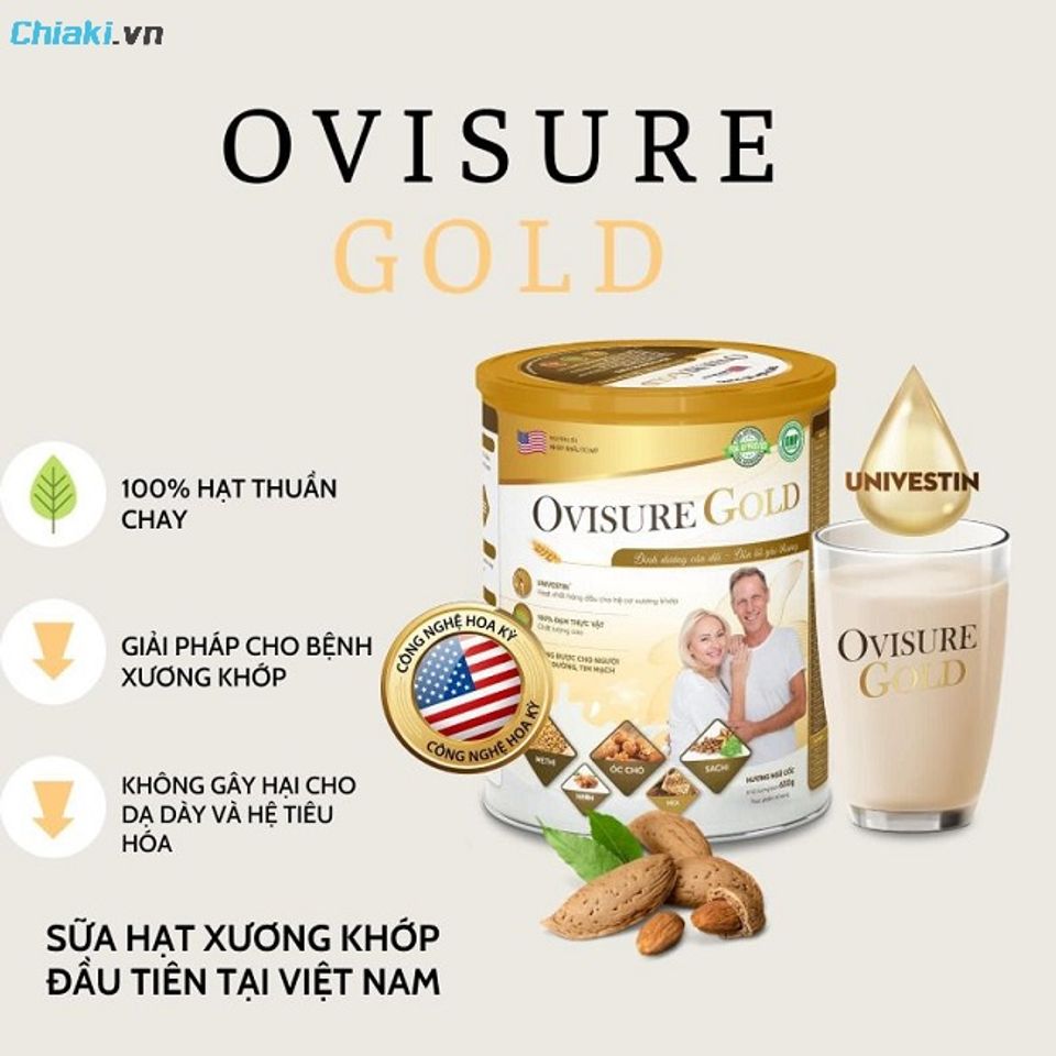 Sữa hạt Ovisure Gold chiết xuất từ 100% đạm thực vật, tốt cho người tiểu đường bị g&atilde;y xương