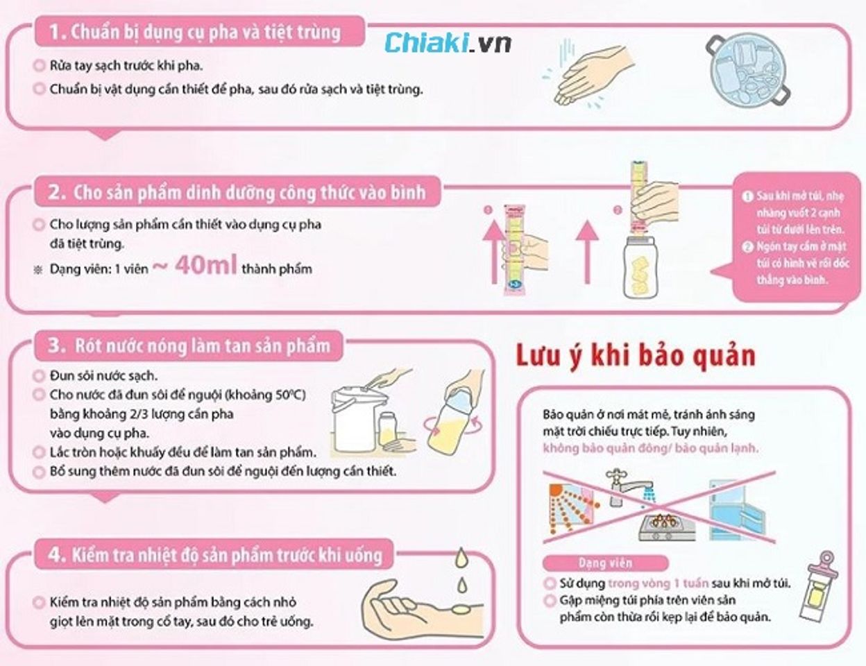 Hướng dẫn c&aacute;c bước pha sữa thanh cho trẻ
