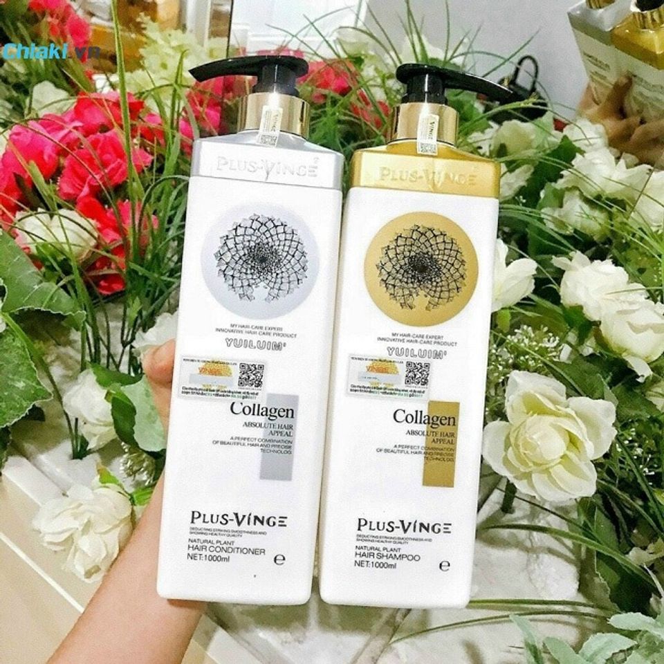 Cặp dầu gội xả Plus Vinge Collagen