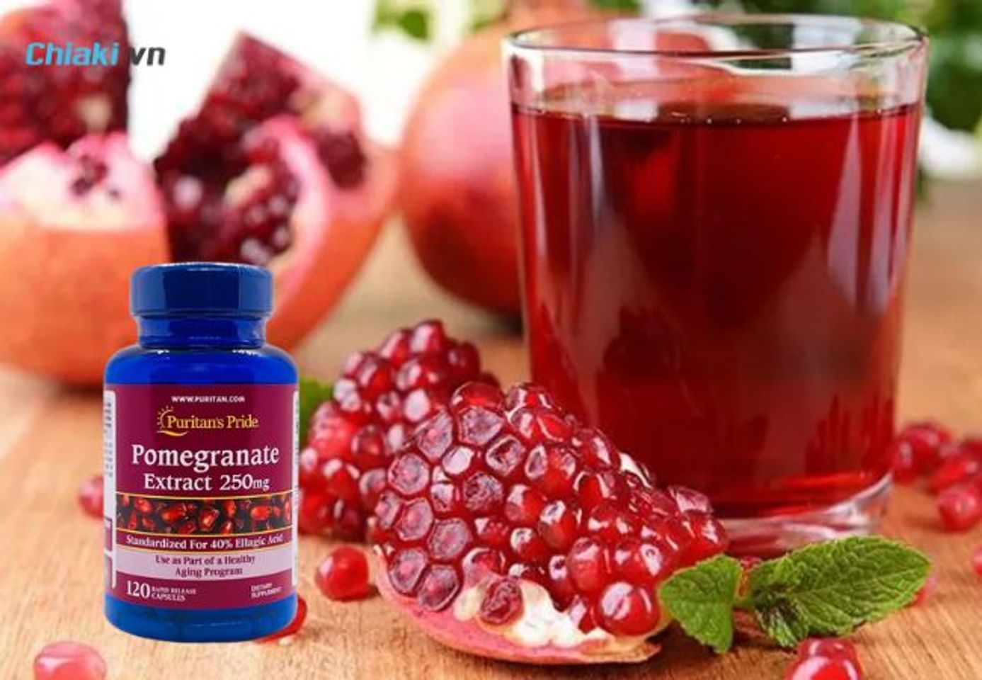 Vi&ecirc;n uống tinh chất lựu s&aacute;ng da Puritan&rsquo;s Pride Pomegranate Extract