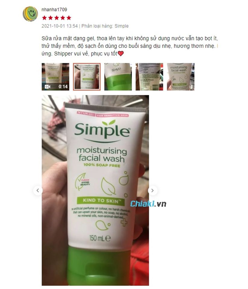 Đ&aacute;nh gi&aacute; Sữa rửa mặt Simple Kind To Skin Moisturising Facial Wash từ người d&ugrave;ng