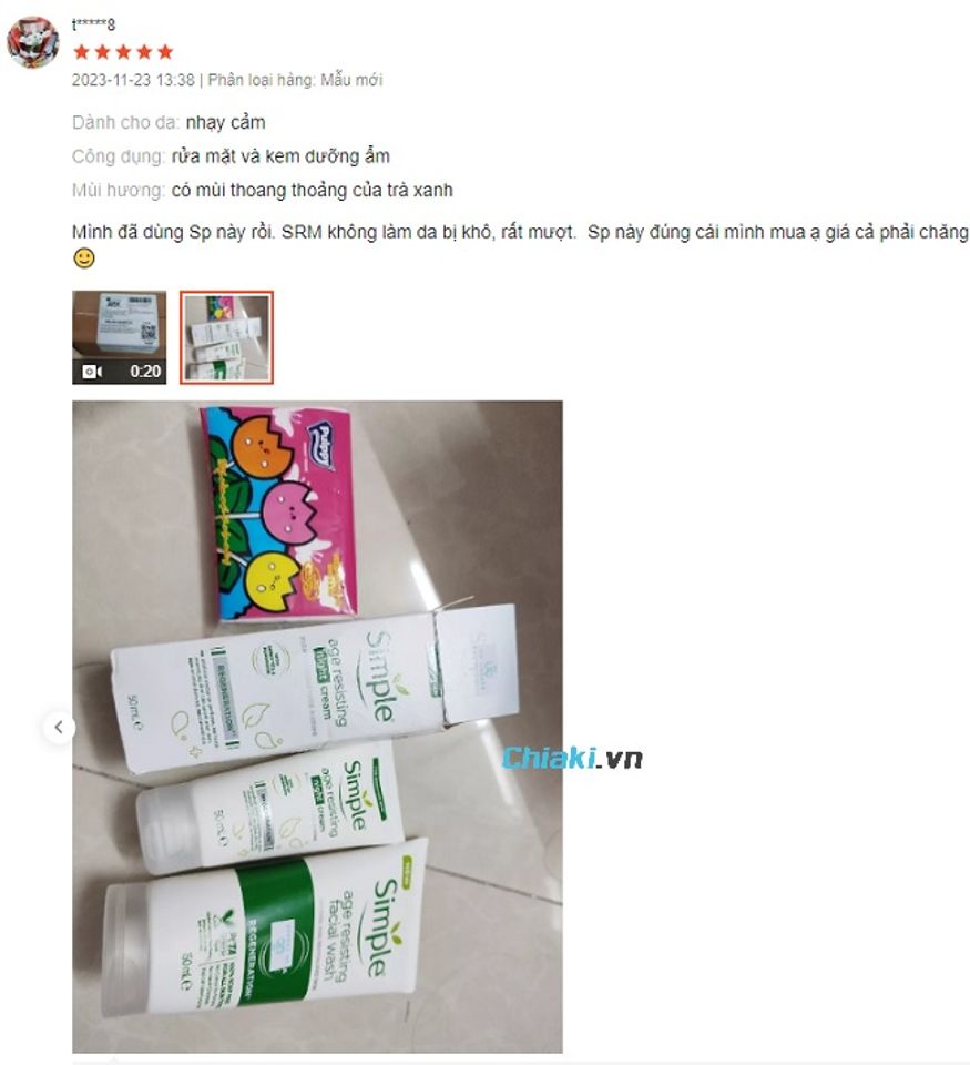 Đ&aacute;nh gi&aacute; Sữa rửa mặt Simple Regeneration Age Resisting Facial Wash từ người d&ugrave;ng