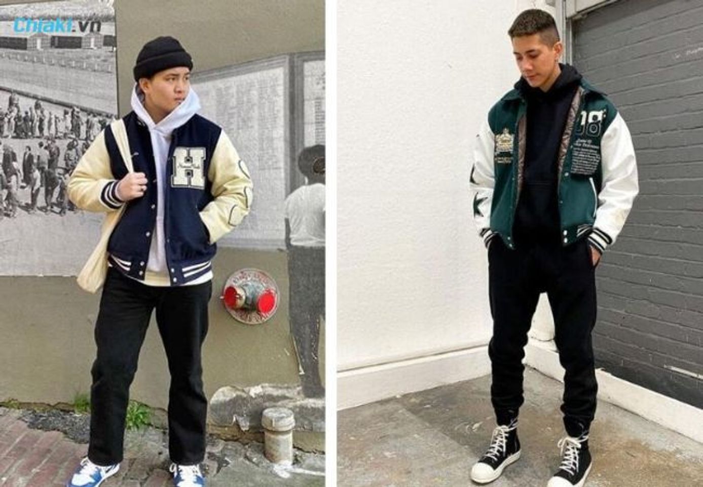 &Aacute;o kho&aacute;c Blazer Varsity với Hoodie