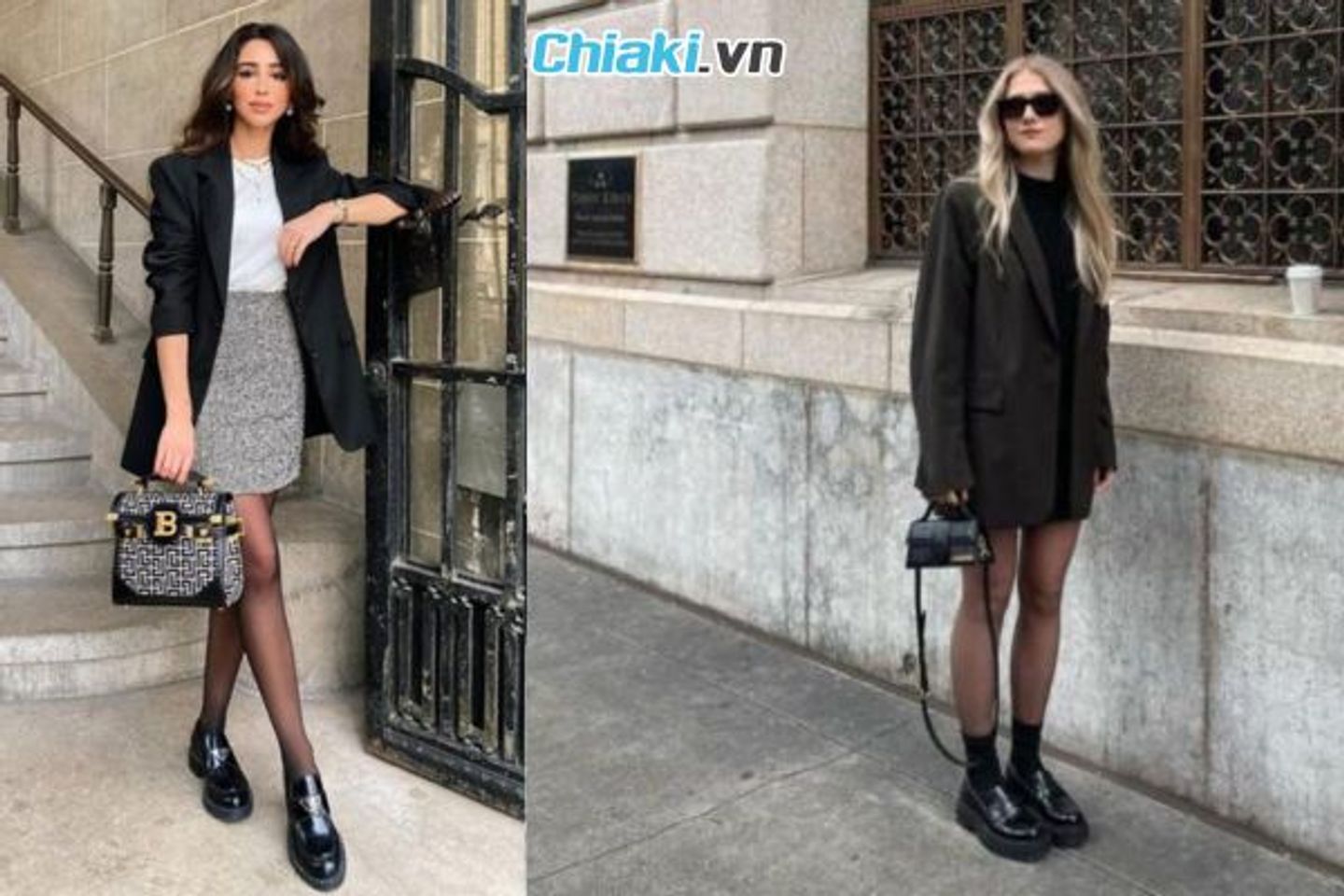 &Aacute;o kho&aacute;c dạ d&aacute;ng d&agrave;i + ch&acirc;n v&aacute;y midi + gi&agrave;y loafer
