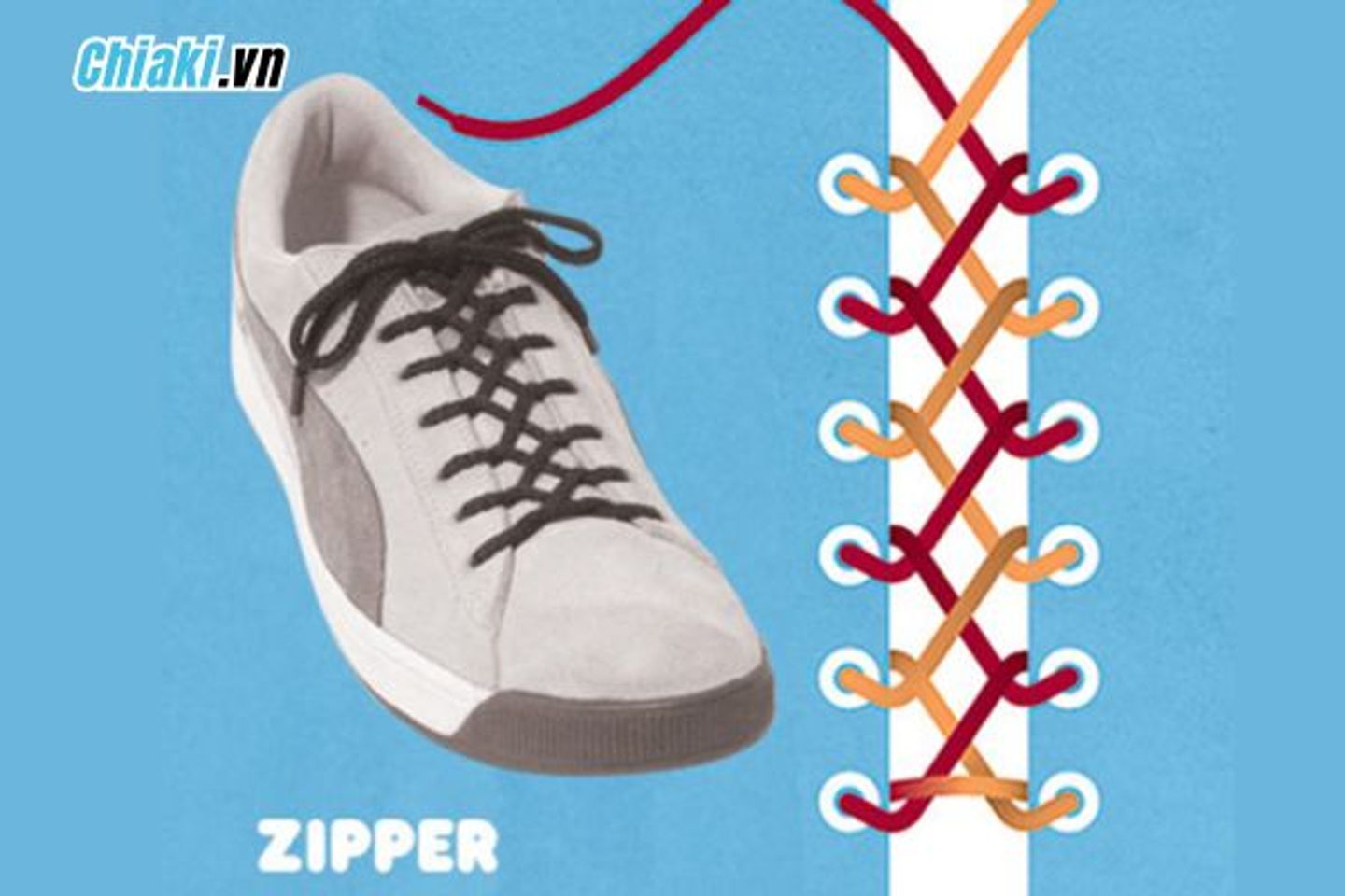Buộc d&acirc;y gi&agrave;y kiểu Zipper