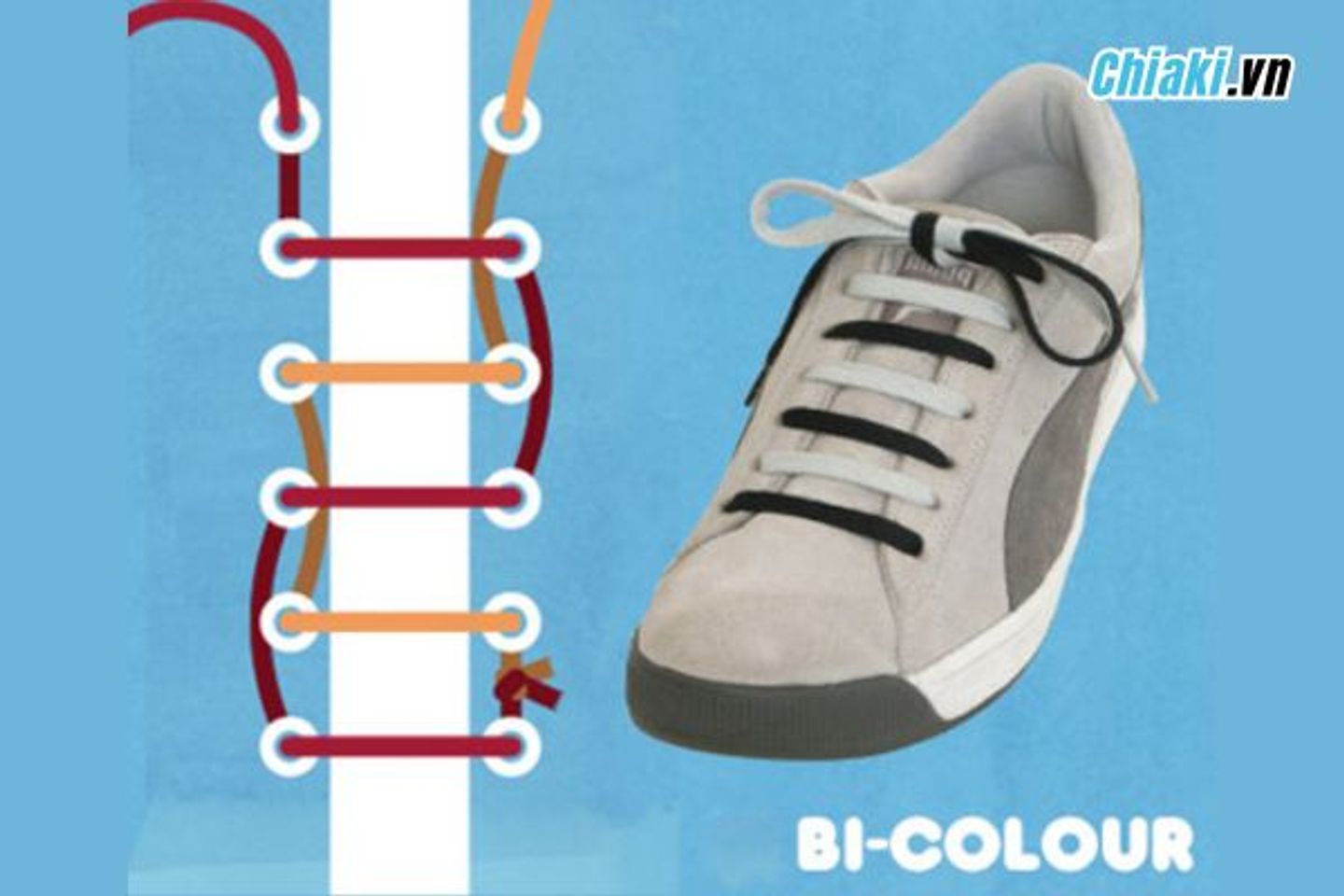 Buộc d&acirc;y gi&agrave;y kiểu Bi-Colour