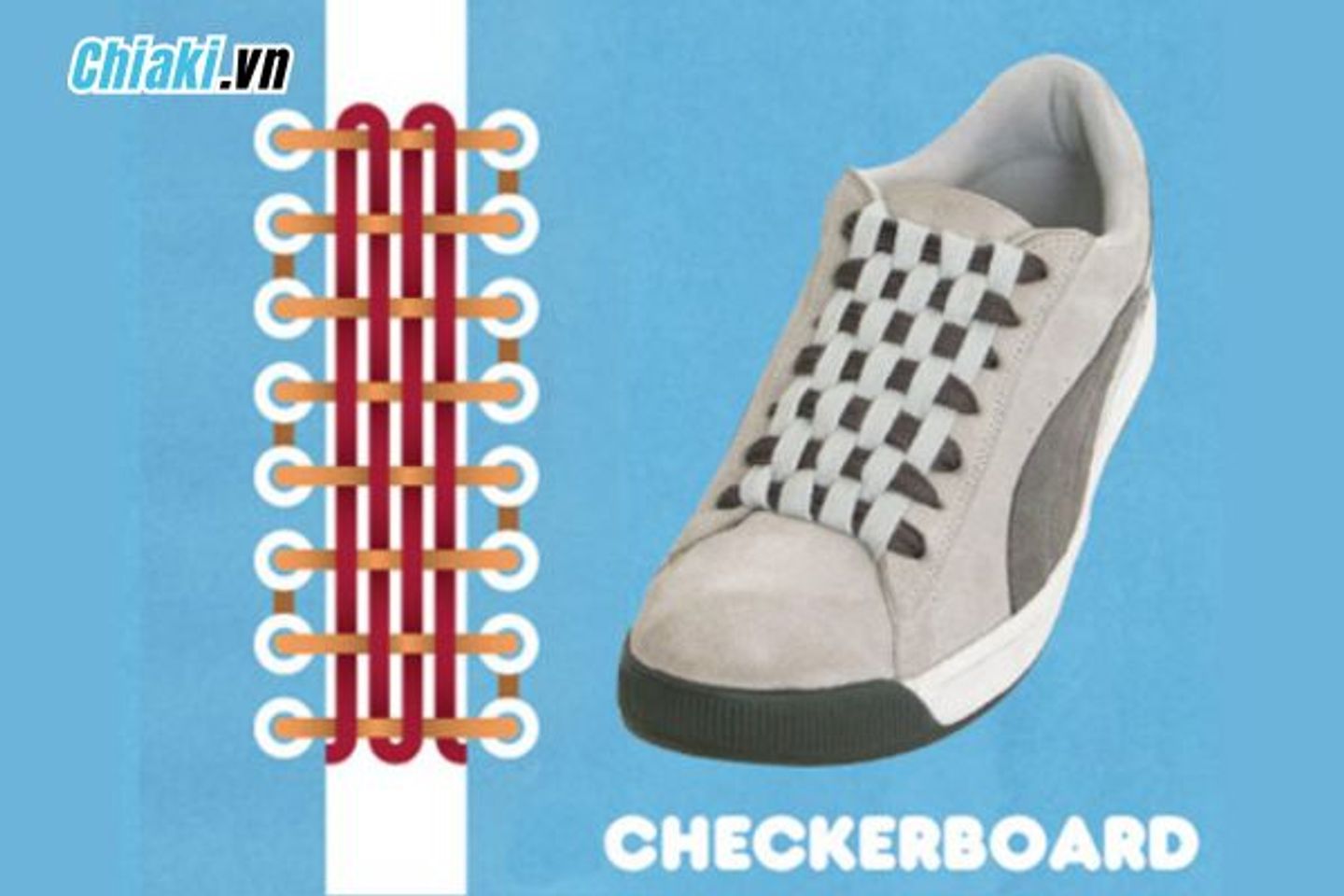 Buộc d&acirc;y gi&agrave;y kiểu Checkerboard