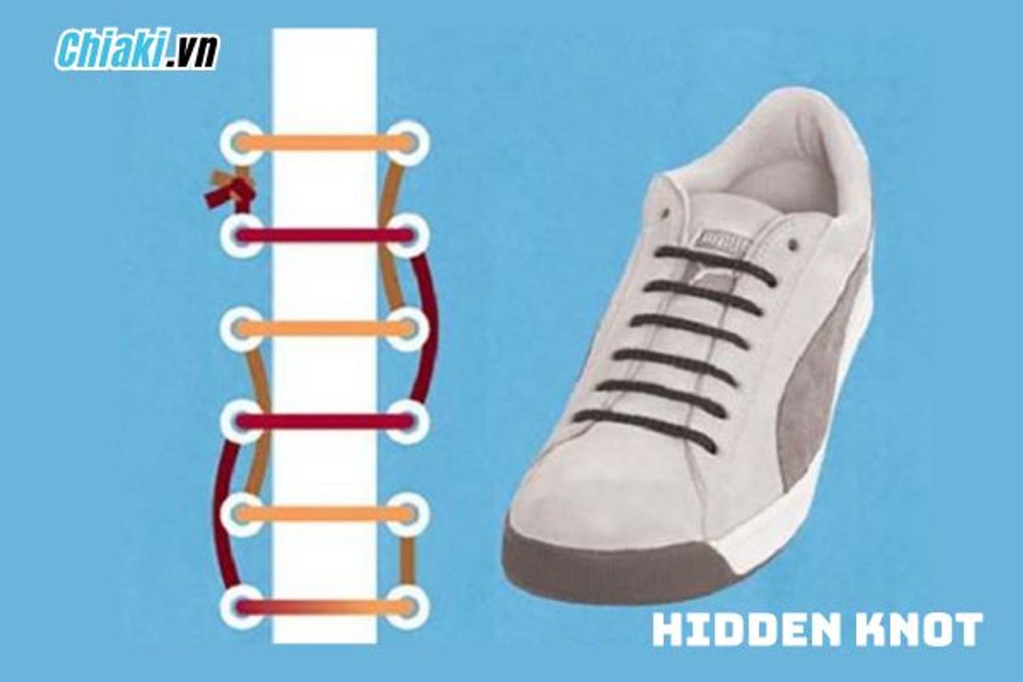 Buộc d&acirc;y gi&agrave;y kiểu Hidden Knot (Bậc thang)