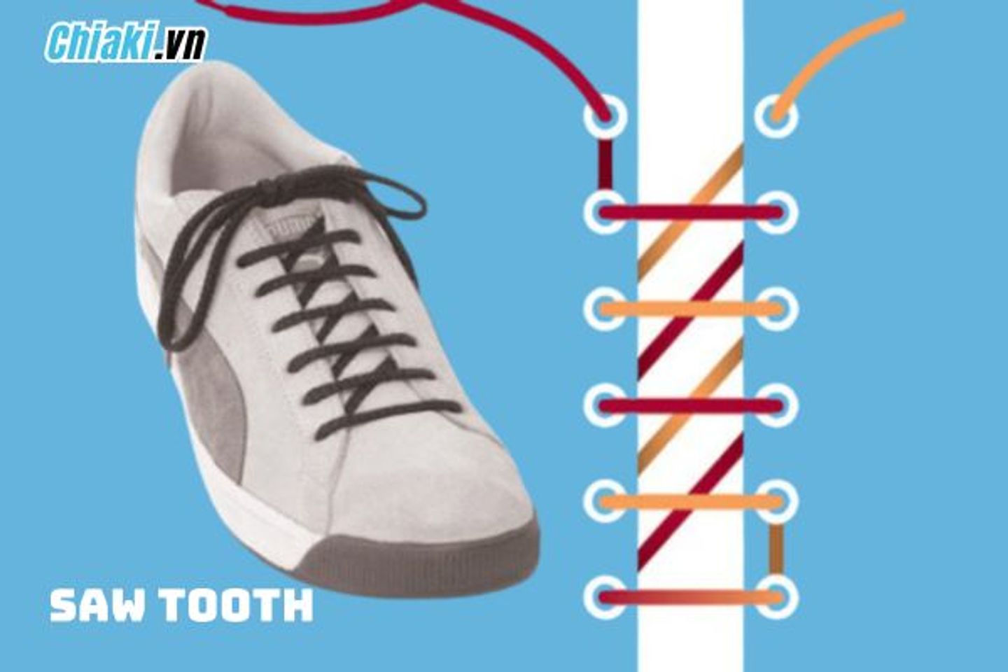 Buộc d&acirc;y gi&agrave;y kiểu Saw Tooth