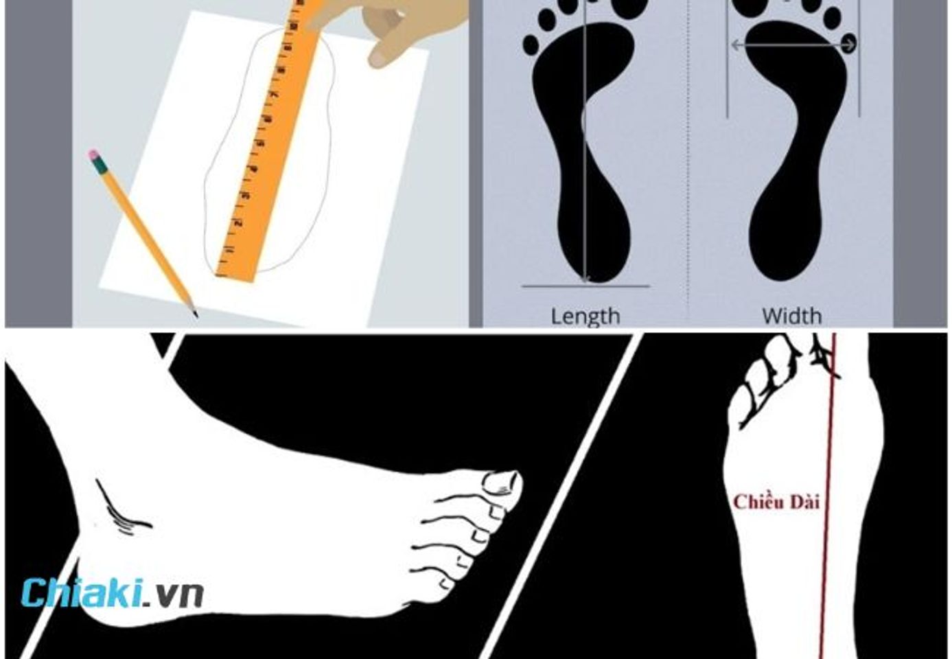 C&aacute;c bước đo k&iacute;ch thước b&agrave;n ch&acirc;n