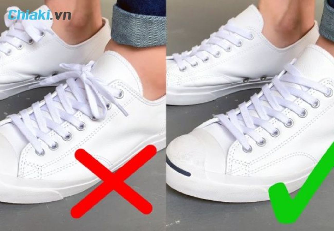 C&aacute;ch buộc d&acirc;y gi&agrave;y giấu d&acirc;y kiểu th&ocirc;ng thường
