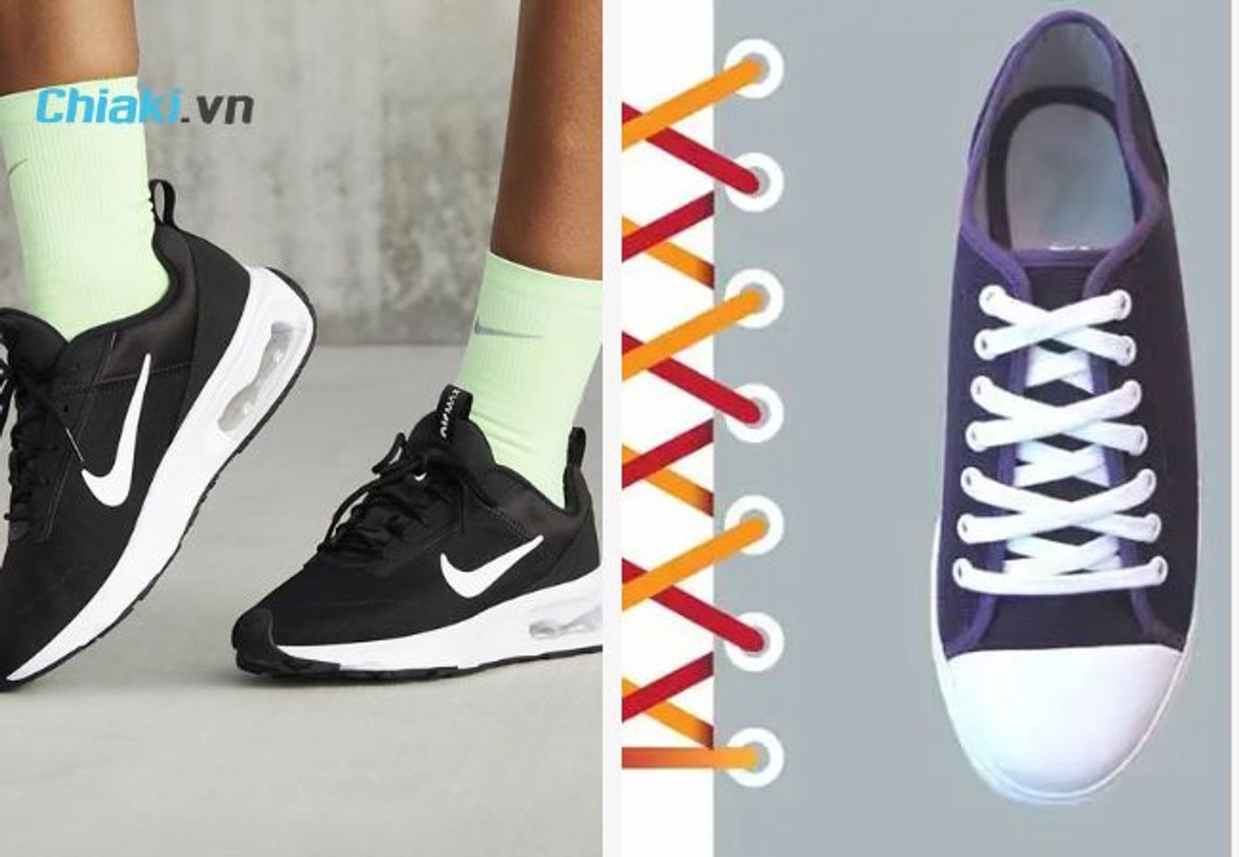 C&aacute;ch buộc d&acirc;y gi&agrave;y Nike Air Max kiểu vắt ch&eacute;o biến tấu