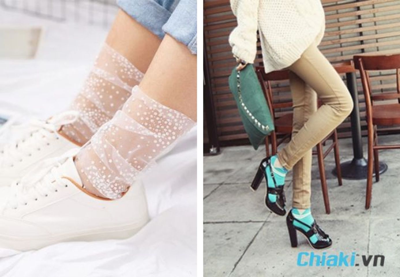 c&aacute;ch phối gi&agrave;y với tất cho nữ c&oacute; phong c&aacute;ch tương phản 