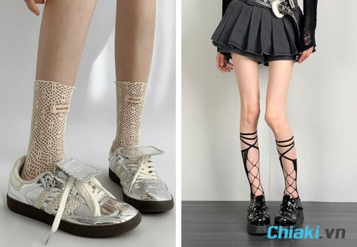 C&aacute;ch phối gi&agrave;y với tất lưới cho nữ