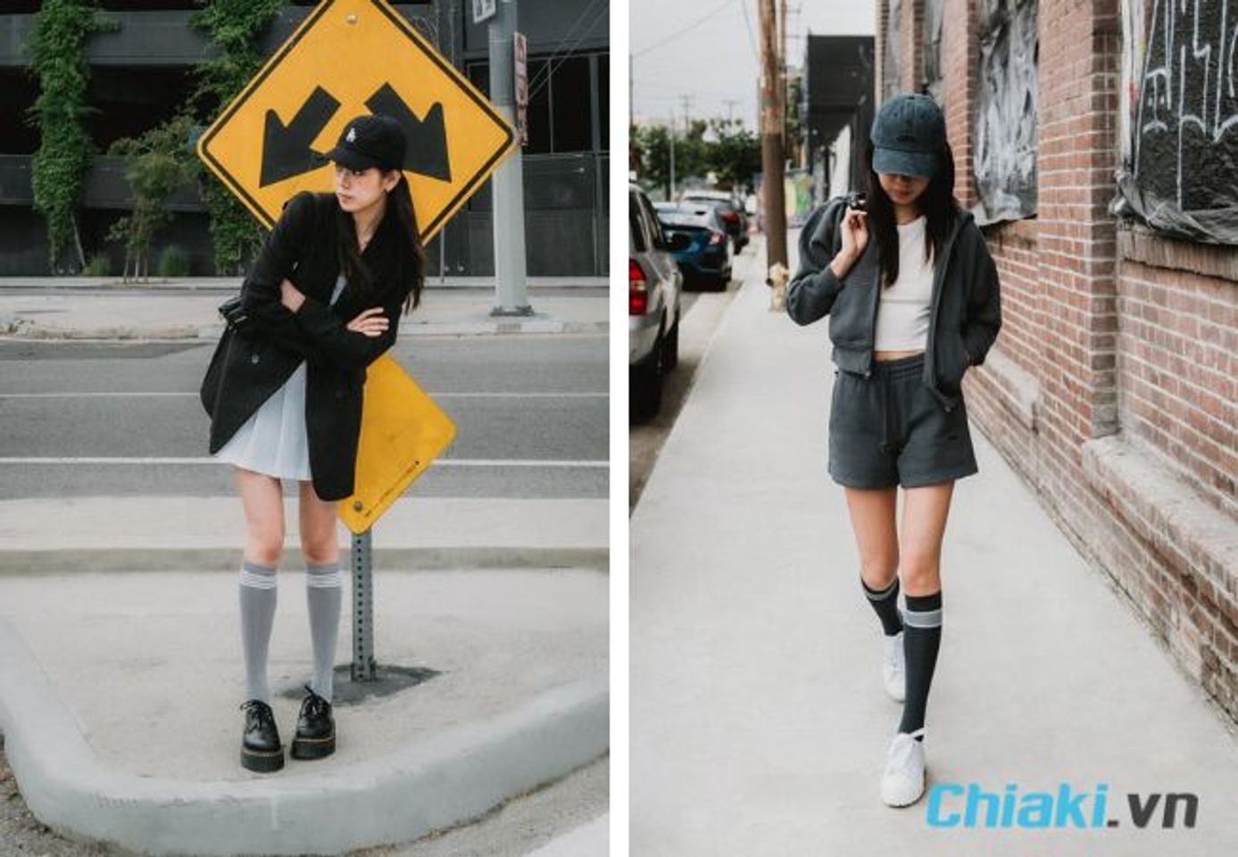 C&aacute;ch phối gi&agrave;y với tất ngang gối cho nữ