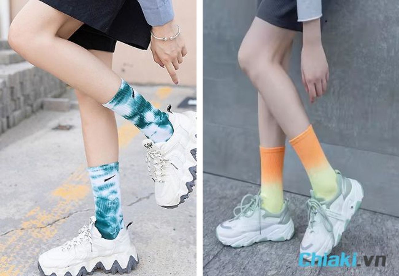 C&aacute;ch phối gi&agrave;y với tất ombre cho nữ