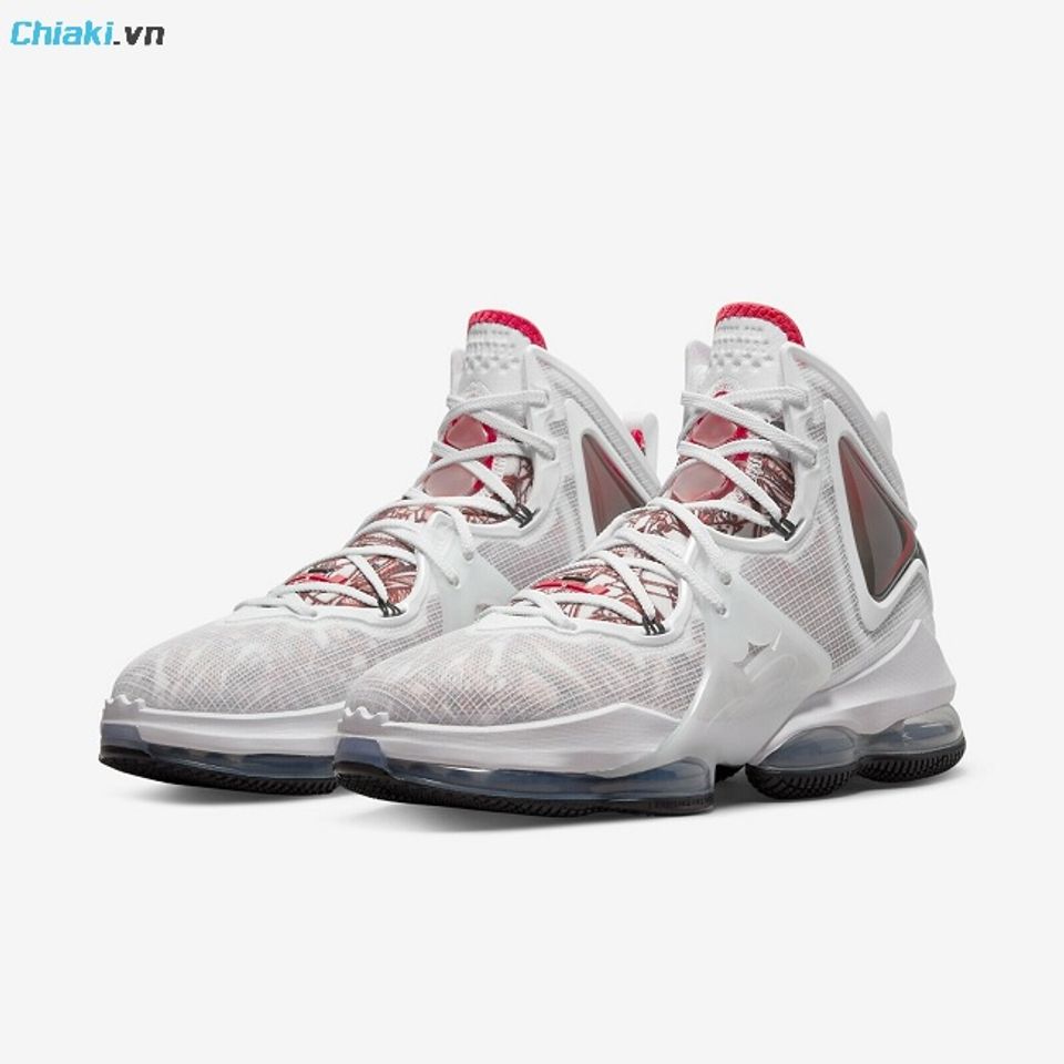 Gi&agrave;y b&oacute;ng rổ Nike- Lebron 19 Para Hombre White Red Blanco bảo vệ mắt c&aacute; chấn hiệu quả