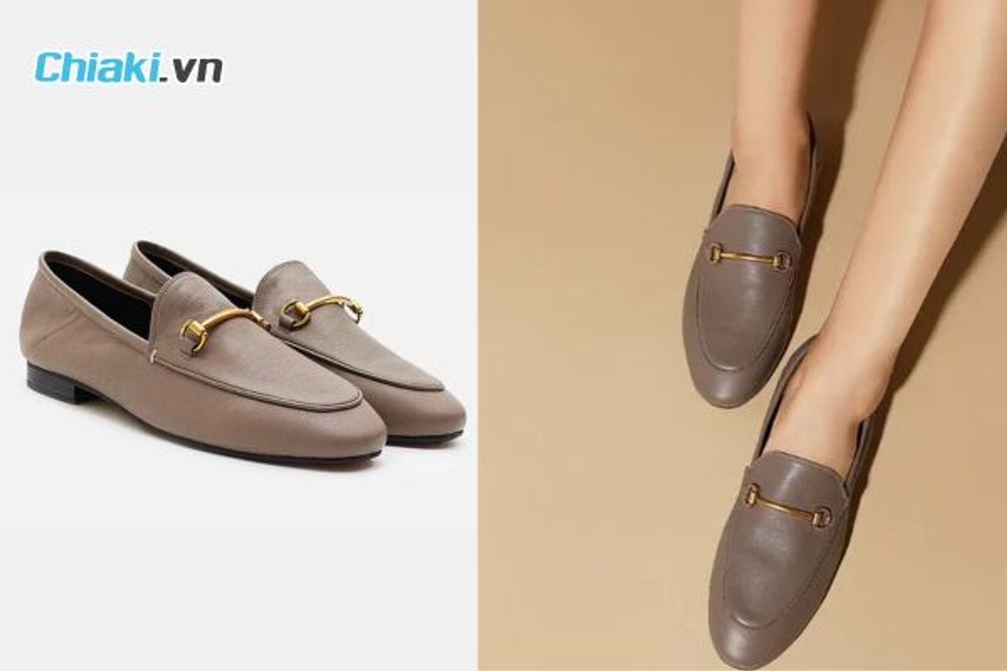 Gi&agrave;y nữ Pazzion Metal Buckle Loafers 01693638KA34 m&agrave;u kaki