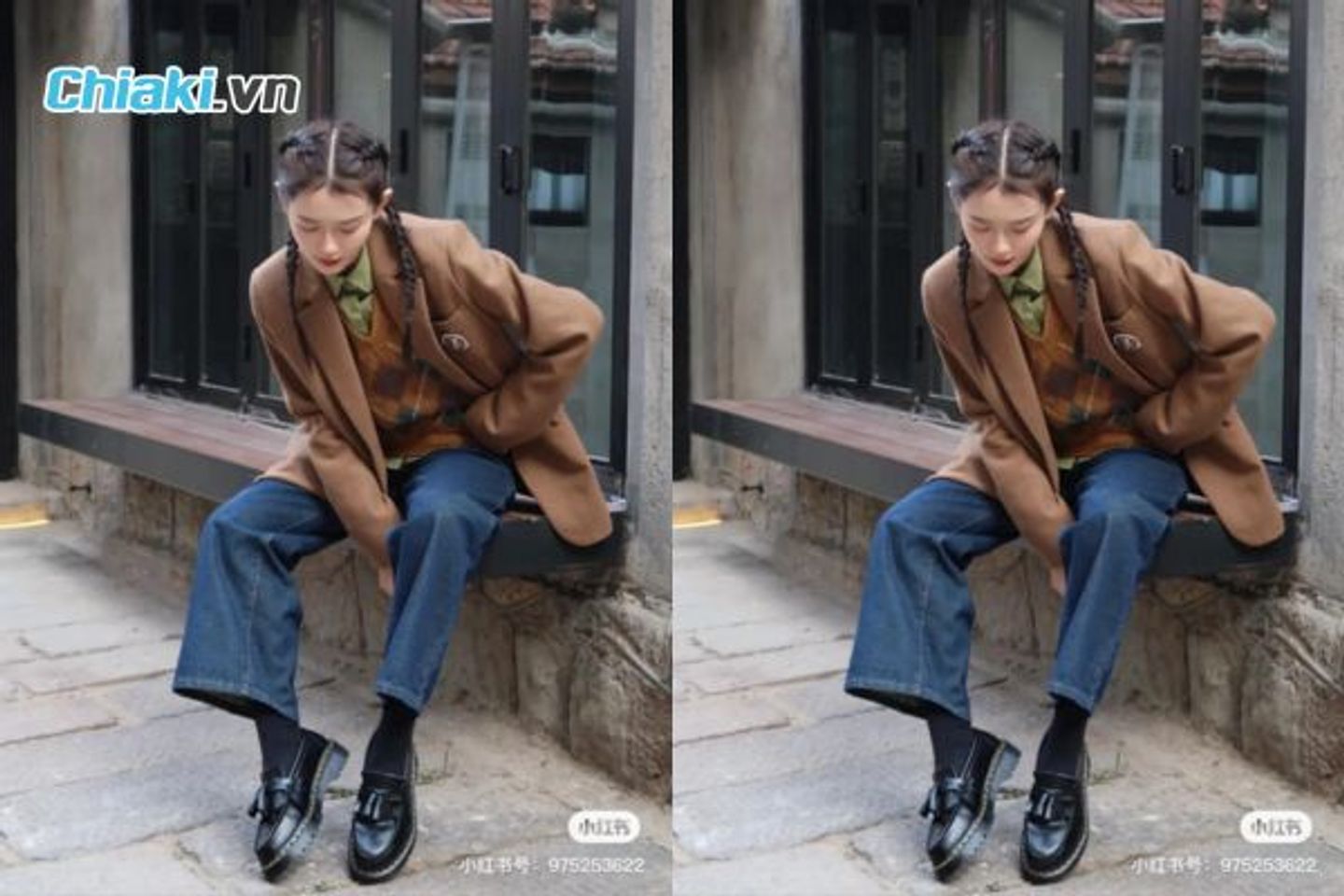 &Aacute;o sơ mi + quần jean + Gi&agrave;y Loafer