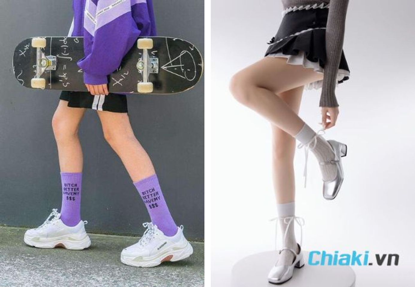Phối tất ph&ugrave; hợp với d&aacute;ng gi&agrave;y