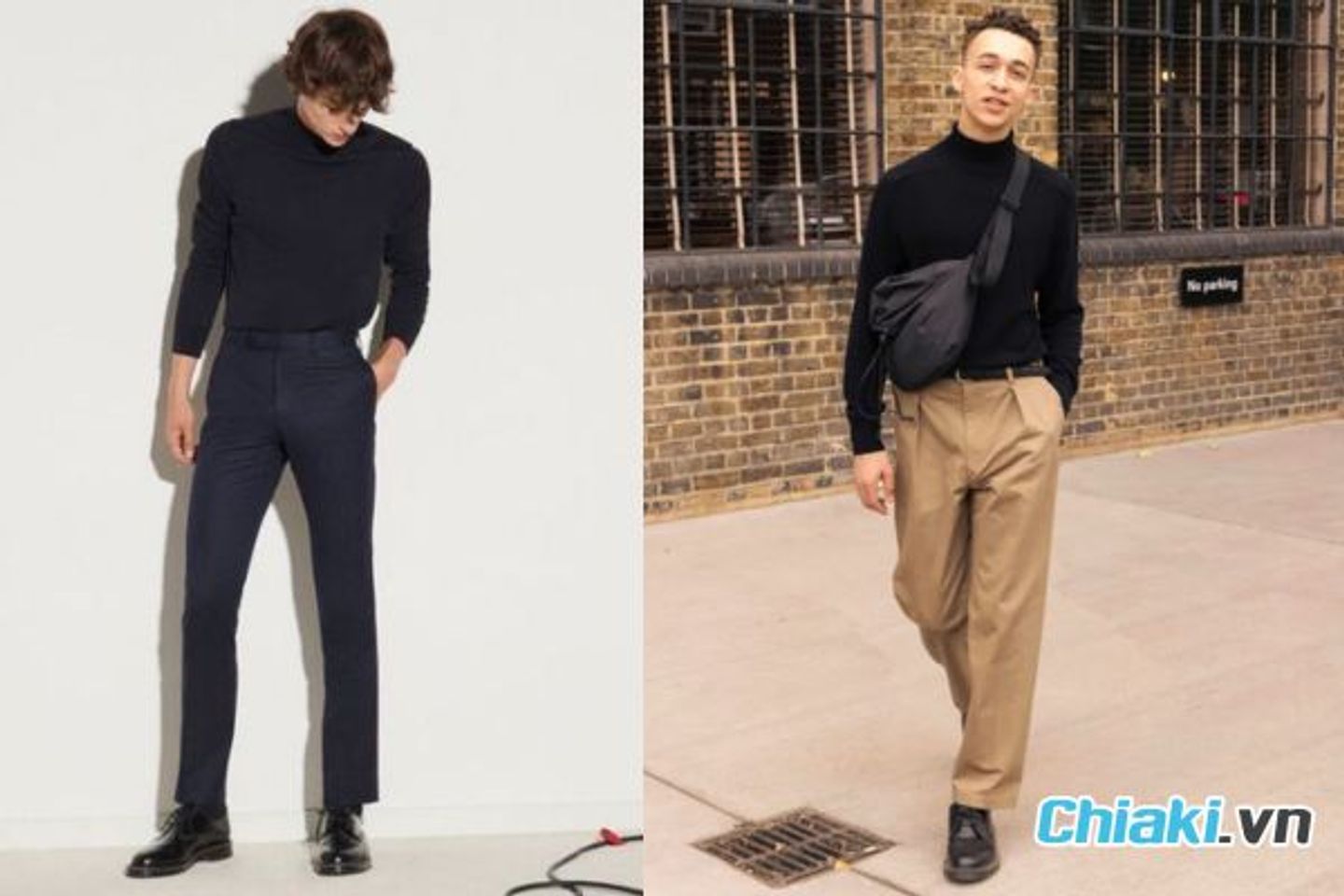 Casual phối với &aacute;o len v&agrave; quần Kaki