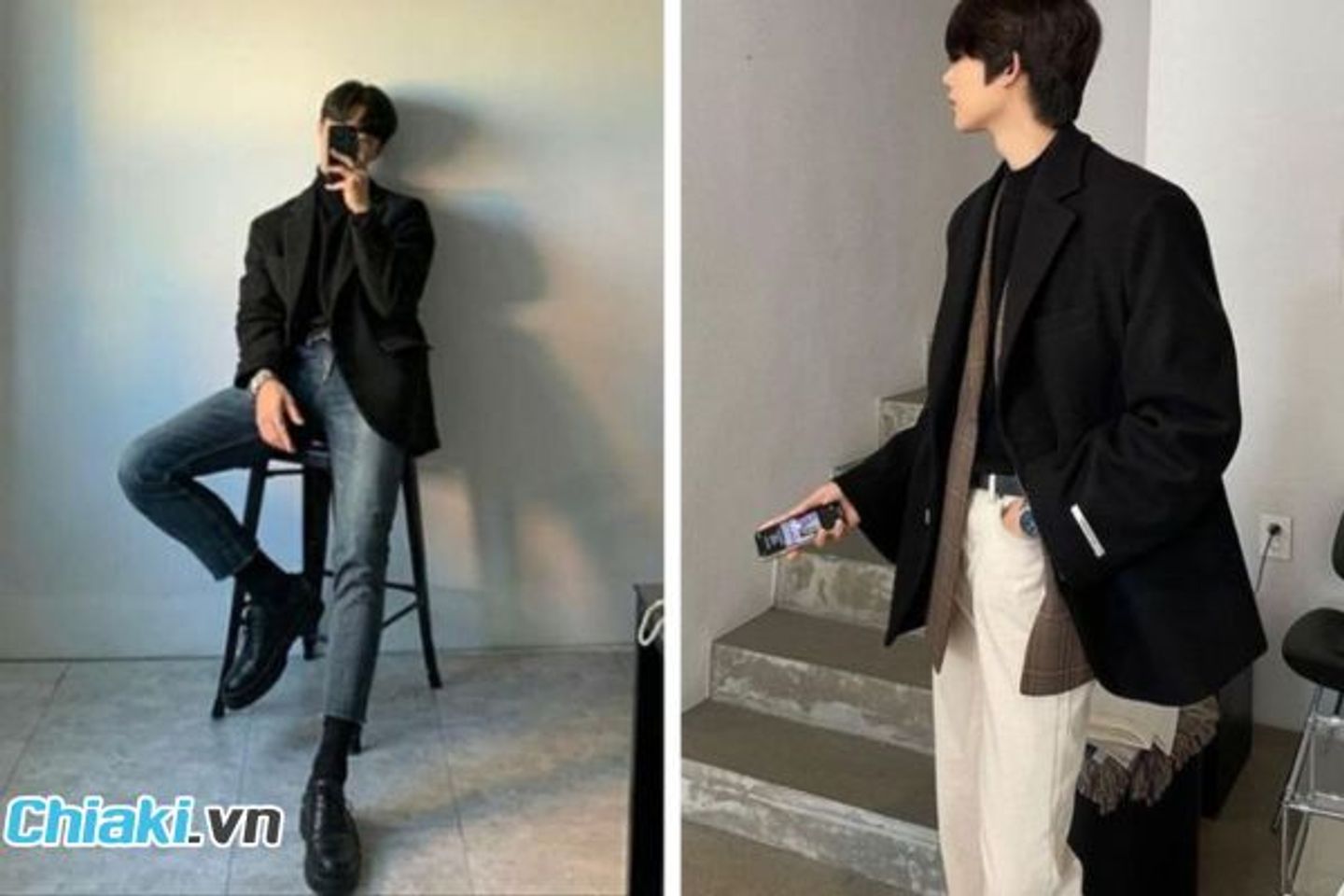 Casual phối với Blazer v&agrave; quần Jeans