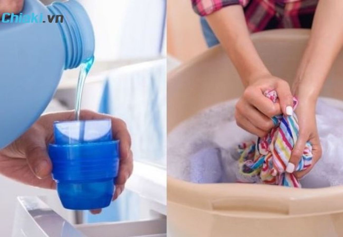C&aacute;ch giặt tay bằng nước giặt l&agrave;nh t&iacute;nh