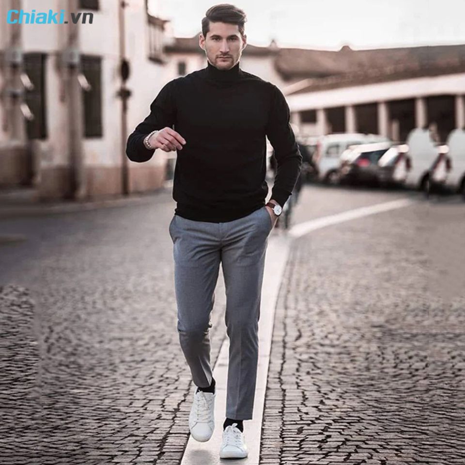 C&aacute;ch phối gi&agrave;y sneaker nam với &aacute;o sweater