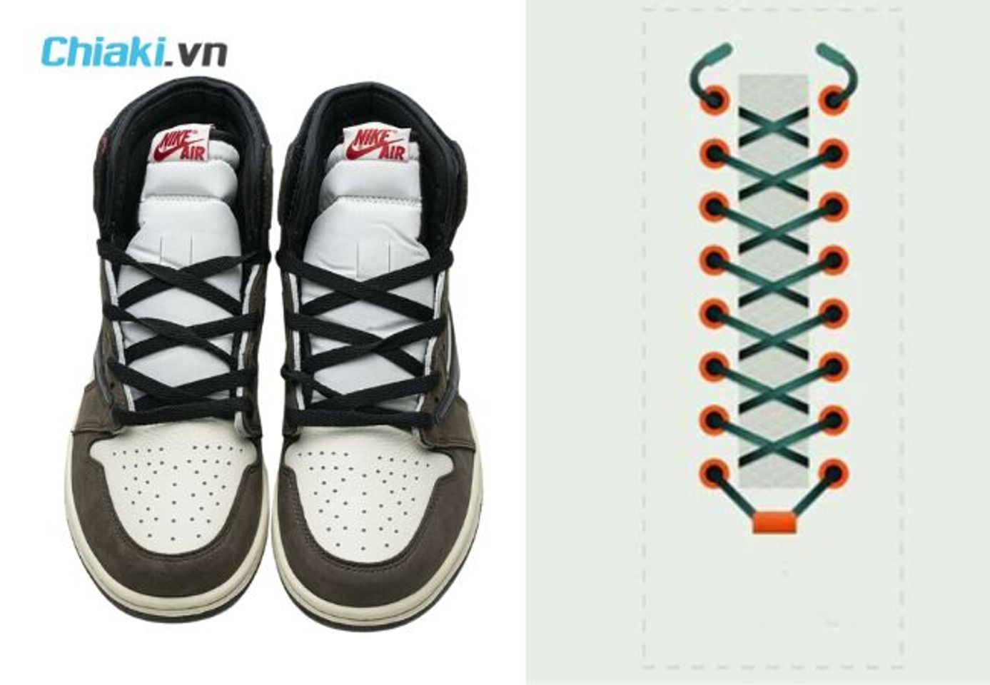 C&aacute;ch thắt d&acirc;y gi&agrave;y Jordan cổ cao kiểu truyền thống, đơn giản