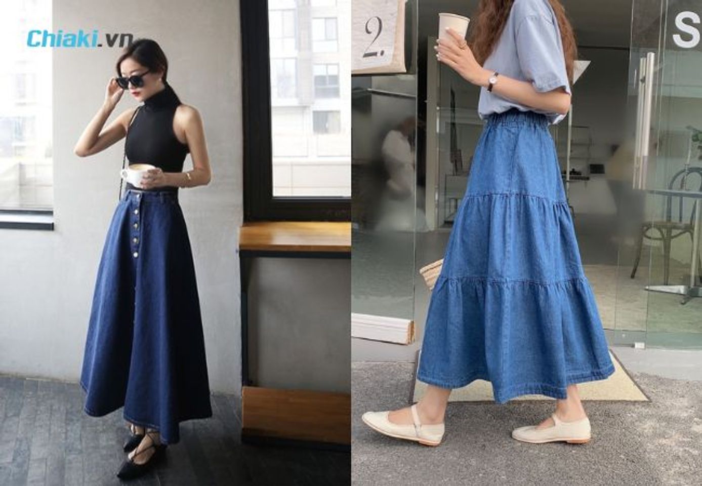 Ch&acirc;n v&aacute;y jean d&aacute;ng x&ograve;e tạo phong c&aacute;ch nhẹ nh&agrave;ng, nữ t&iacute;nh